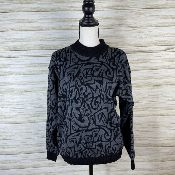 Vintage Snuggler Skiwear Black Turtleneck Wool Blend Sweater - Picture 1 of 4
